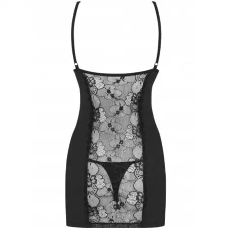 OBSESSIVE - CHEMISE HEARTINE & TANGA NOIR L/XL