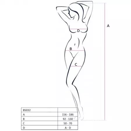 PASSION - FEMME BS032 BODYSTOCKING NOIR TAILLE UNIQUE
