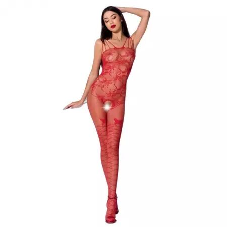 PASSION - FEMME BS076 BODYSTOCKING TAILLE UNIQUE ROUGE