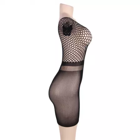QUEEN LINGERIE - ROBE BODY EN RÉSEAU  MANCHES COURTES S/L