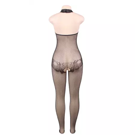 QUEEN LINGERIE - BODYSTOCKING AVEC OUVERTURE ET DENTELLE FLORALE S/L
