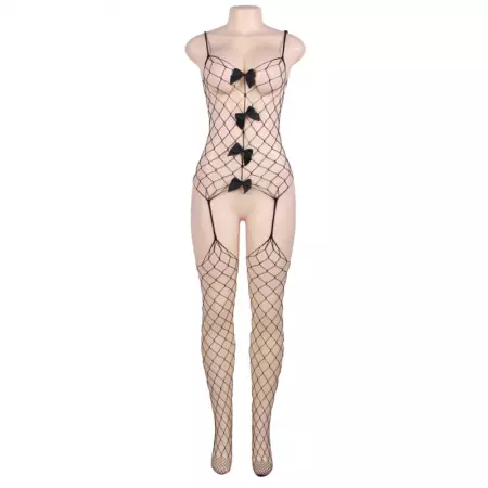 QUEEN LINGERIE - BODYSTOCKING EN FILET AVEC LIENS S/L