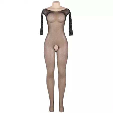 QUEEN LINGERIE - BODYSTOCKING MANCHES LONGUES AVEC DIAMANTS S/L