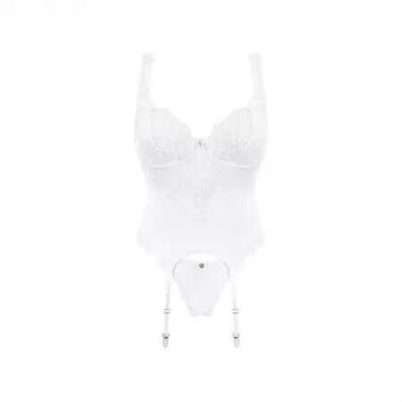 OBSESSIVE - CORSET ET STRING AMOR BLANCO S/M
