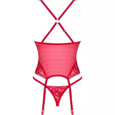 OBSESSIVE - CORSET LACELOVE ROUGE XL/XXL