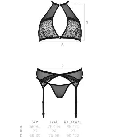 PASSION - ENSEMBLE SATARA LIGNE ÉROTIQUE NOIR L/XL