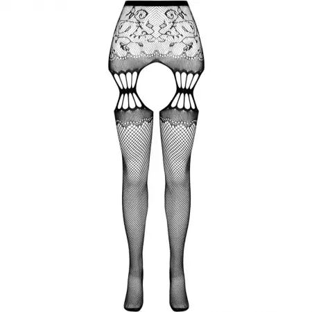 PASSION - COLLANT NOIR AVEC JARRETIÈRE S027 TAILLE UNIQUE