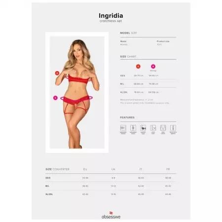 OBSESSIVE - INGRIDIA ENSEMBLE DEUX PIÈCES SANS CROCHLES ROUGE M/L