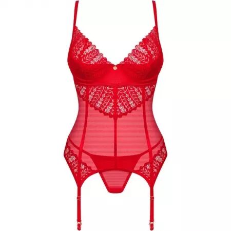 OBSESSIVE - CORSET & STRING INGRIDIA ROUGE XS/S