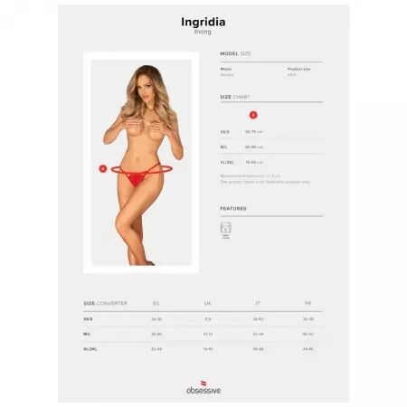 OBSESSIVE - STRING INGRIDIA CROCHLESS ROUGE XL/XXL