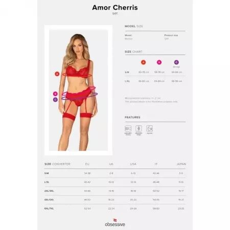 OBSESSIVE - ENSEMBLE AMOR CHERRIS 3 PIÈCES L/XL