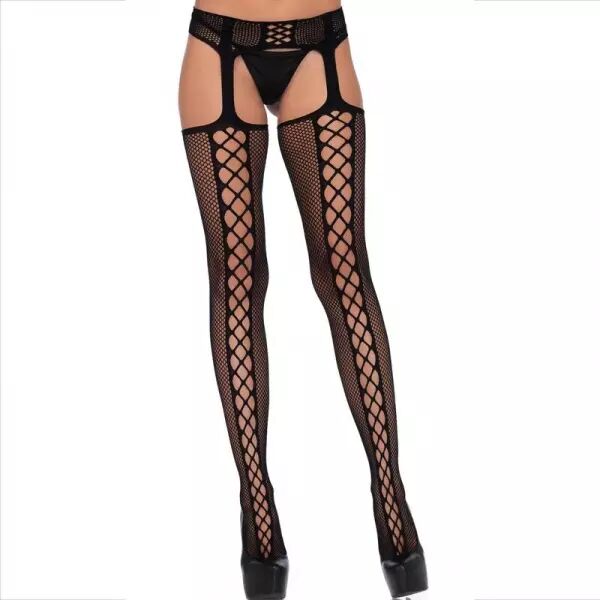 LEG AVENUE - BAS FILET ET JARRATI�RE NOIR