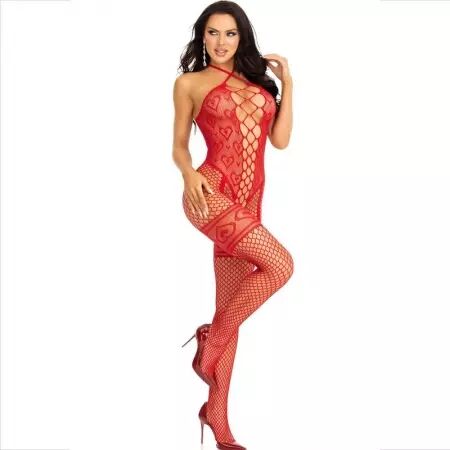 LEG AVENUE - BODYSTOCKING COU LICOL COEURS ROUGES ROUGE