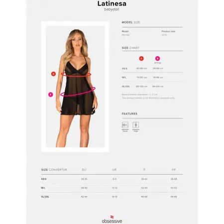 OBSESSIVE - LATINESA BABYDOLL & STRING XL/XXL