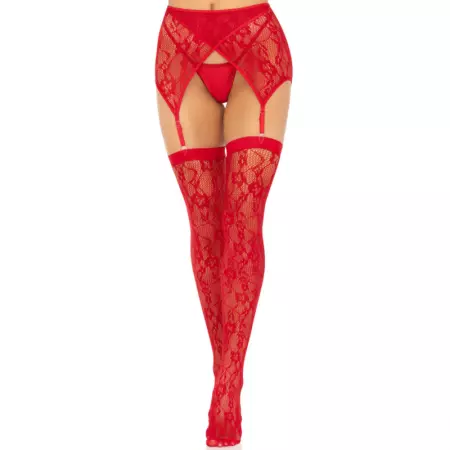 LEG AVENUE - CUISSES DENTELLES & JARRETELLES ROUGE