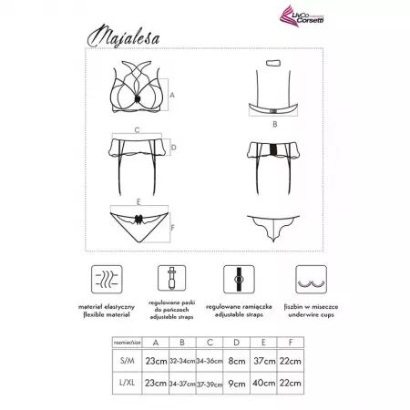 LIVCO CORSETTI FASHION - MAJALESA LC 90526 SOUTIEN-GORGE + JARRETIÈRE + CULOTTE NOIR L/XL