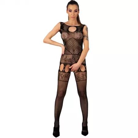 LIVCO CORSETTI FASHION - AMBROISE LC 17352 BODYSTOCKING CROCHLESS NOIR TAILLE UNIQUE