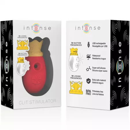 INTENSE - STIMULATEUR CLIT 10 FRÉQUENCES DE LÉCHAGE ET D''ASPIRATION - ROUGE