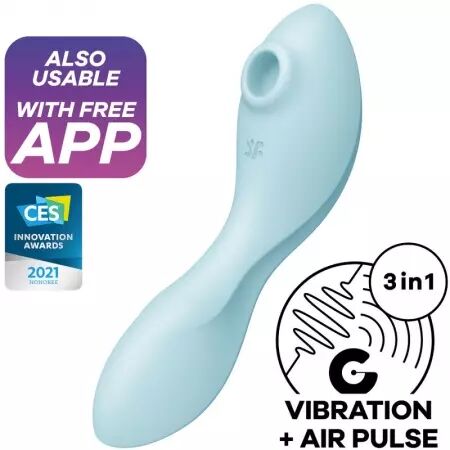 SATISFYER - APPLICATION STIMULATEUR ET VIBRATEUR CURVY TRINITY 5 BLEU