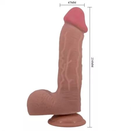 PRETTY LOVE - SÉRIE SLIDING SKIN GODE RÉALISTE AVEC VENTOUSE SLIDING SKIN MARRON 23,4 CM
