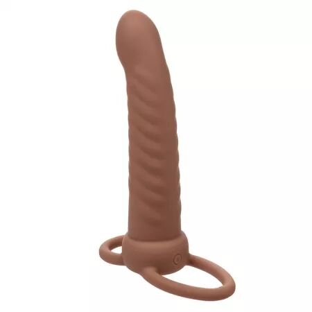 CALEXOTICS - MAXX RIBBED DOUBLE PÉNÉTRATEUR 10 VIBRATIONS MARRON