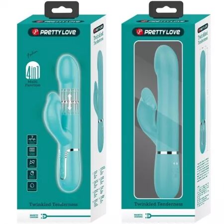 PRETTY LOVE - PERLES VIBRATEUR LAPIN VERT AQUA