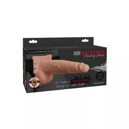 FETISH FANTASY SERIES - HARNAIS RÉGLABLE PÉNIS RÉALISTE AVEC BALLES ÉJACULANTES 19 CM