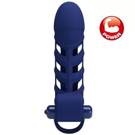 PRETTY LOVE - ALTAF ANNEAU VIBRATEUR AVEC GAINE EN SILICONE BLEU