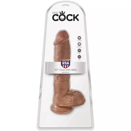 KING COCK - PÉNIS RÉALISTE AVEC BOULES 19.8 CM CARAMEL