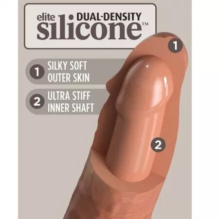 KING COCK - ELITE GODE RÉALISTE VIBRANT & SILICONE 20.3 CM CARAMEL