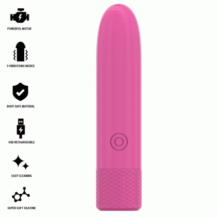 INTENSE - SYMONE BULLET VIBRANT RECHARGEABLE USB 8 VIBRATIONS ROSE 10 X 2,2 CM