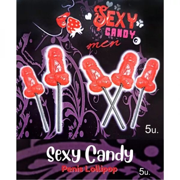 DIABLO PICANTE - BO�TE DE 5 SUCETTES EN FORME DE P�NIS AUX CERISES
