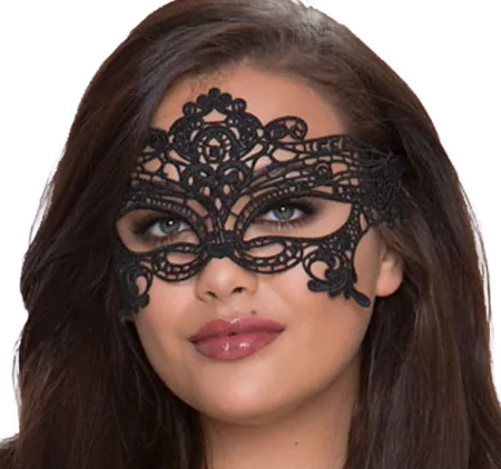 QUEEN LINGERIE - MASQUE LARGE DENTELLE NOIRE
