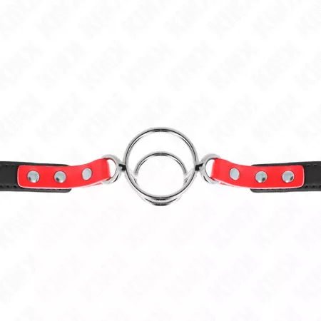 KINK - GAG AVEC PLUSIEURS O-RINGS 4 / 4,8 CM ROUGE 38 X 56 CM
