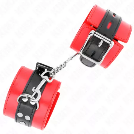 KINK - APPUI-POIGNETS ROUGE AVEC CEINTURE NOIRE RÉGLABLE 17-28 CM X 6 CM