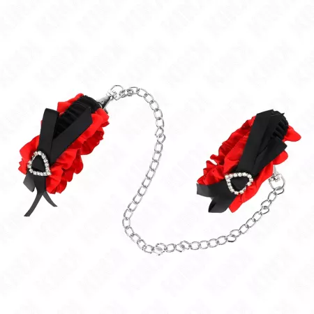 KINK - ATTENTES-POIGNETS ÉLASTIQUES EN DENTELLE DÉTAILS COEUR ROUGE RÉGLABLES 22-35 CM