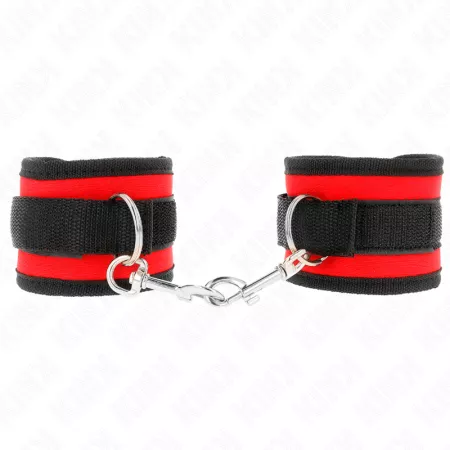 KINK - APPAREILS-POIGNETS À CROCHET ET BOUCLE EN NYLON ROUGE-NOIR MODÈLE 2 RÉGLABLE 18-35 CM X 6 CM