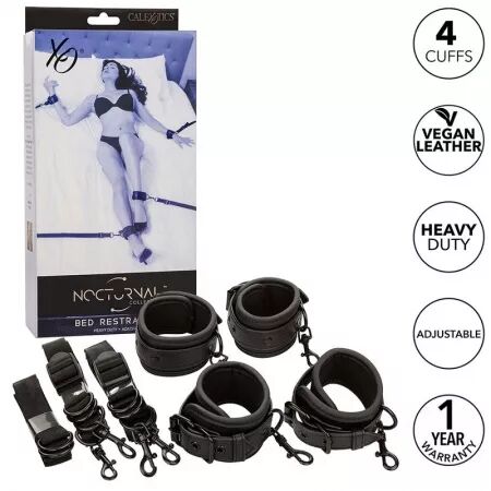 CALEXOTICS - NOCTURNAL CEINTURE DE LIT RÉGLABLE EN CUIR NOIR