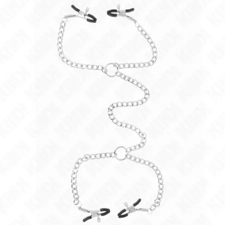 KINK - 4 PINCES À METON CHAÎNE 32 CM AVEC PETITES CHAÎNES 14 CM