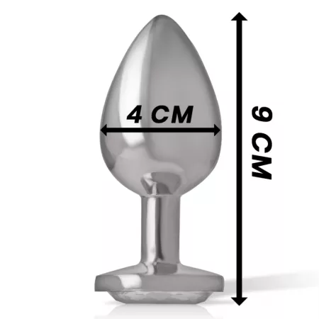 INTENSE - PLUG ANAL EN MÉTAL ALUMINIUM AVEC CRISTAL DARGENT TAILLE L