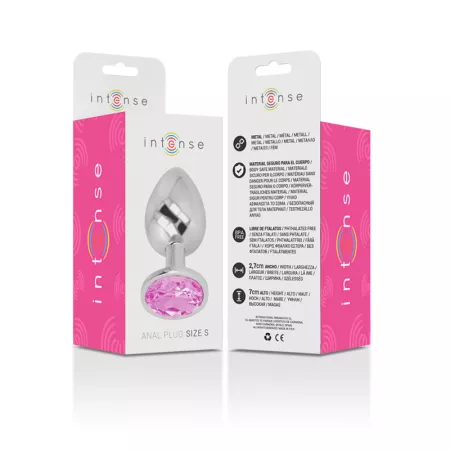 INTENSE - PLUG ANAL EN MÉTAL ALUMINIUM AVEC CRISTAL ROSE TAILLE S