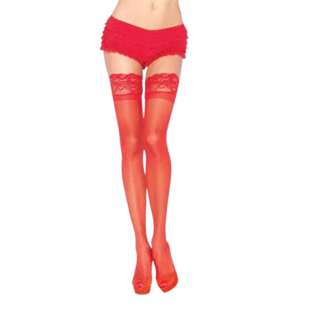 LEG AVENUE - COLLANT ROUGE AVEC DENTELLE AUTO-ADHÉSIVE