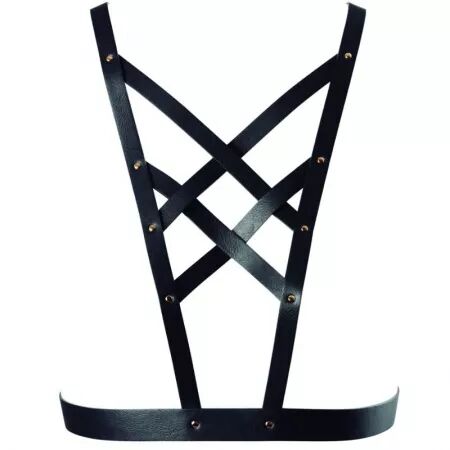 BIJOUX - INDISCRETS MAZE HARNAIS CROISÉ AVEC COLLIER NOIR