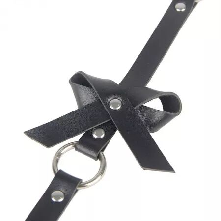 SUBBLIME - HARNAIS DE JAMBE CHAÎNE CUIR NOIR TAILLE UNIQUE