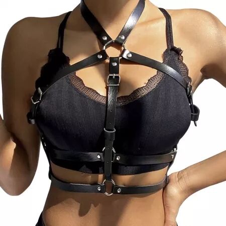 SUBBLIME - HARNAIS POITRINE ANNEAU CUIR NOIR TAILLE UNIQUE