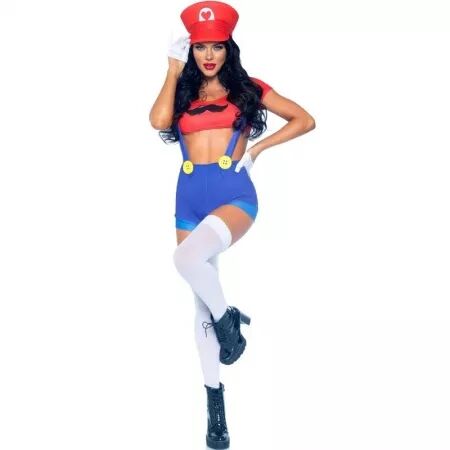 LEG AVENUE - COSTUME SEXY MARIO BROS ROUGE/BLEU S