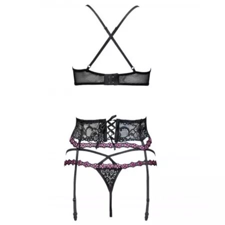 LIVCO CORSETTI FASHION - SNEHANA LC 90443 SOUTIEN-GORGE + JARRETIÈRE + CULOTTE NOIR