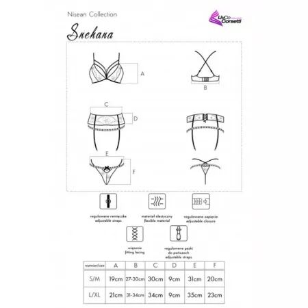 LIVCO CORSETTI FASHION - SNEHANA LC 90443 SOUTIEN-GORGE + JARRETIÈRE + CULOTTE NOIR L/XL