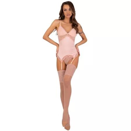 LIVCO CORSETTI FASHION - ENSEMBLE PERSINNE PÊCHE CORSET + CULOTTE + BAS