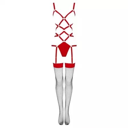 LIVCO CORSETTI FASHION - THIARA LC 20213 ENSEMBLE CORPS + BAS ROUGE L/XL